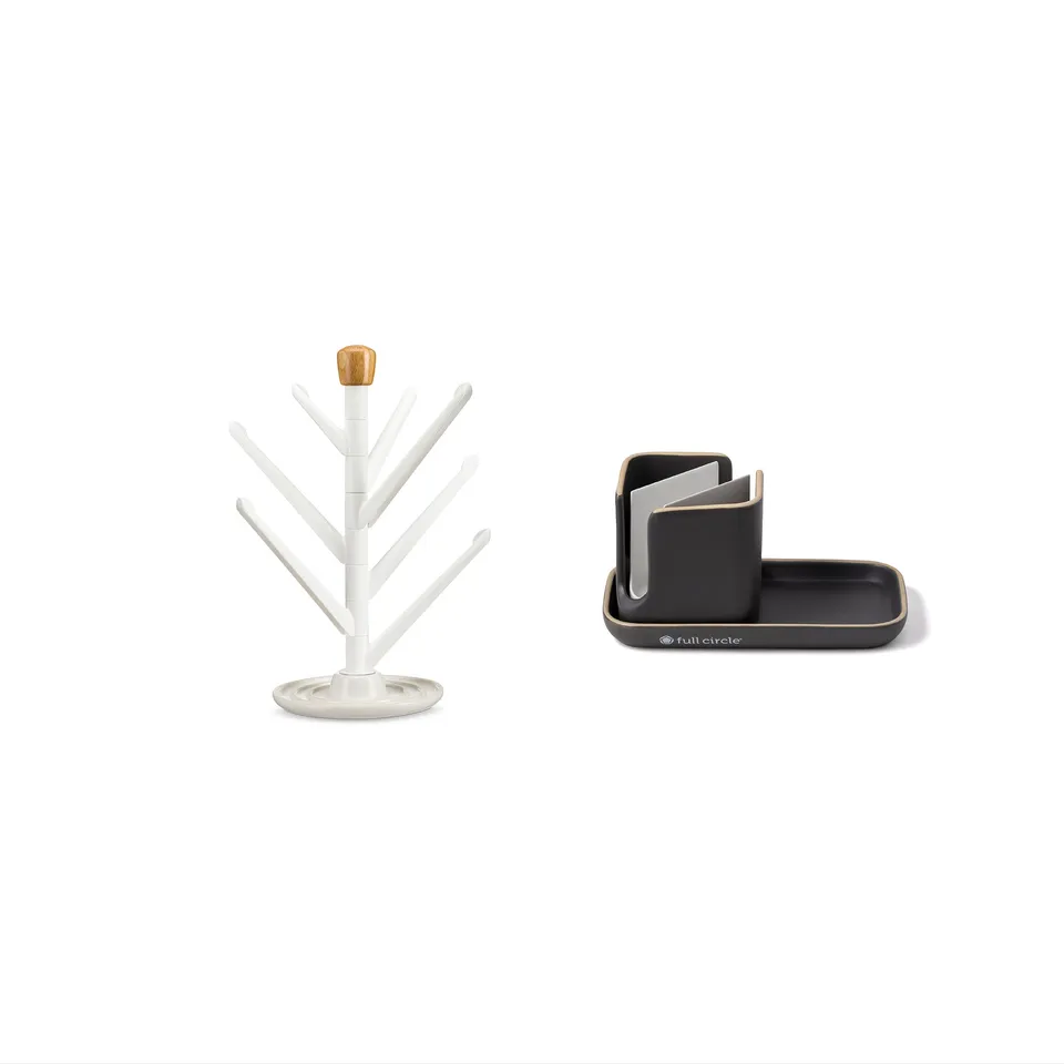 full-circle-sinkside-wash-dry-set-space-saving-dish-drying-rack-and-sink-caddy image 1