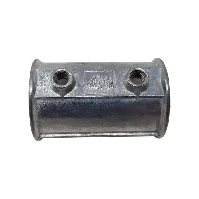 bootstrap-farmer-die-cast-emt-coupling-3-4-zinc-plated-steel-with-pre-drilled-ho image 1