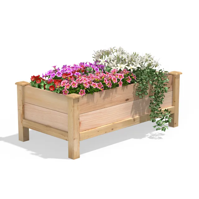 greenes-fence-premium-cedar-elevated-garden-bed-24-in-x-48-in-x-19-in-3-4-in-thi image 1