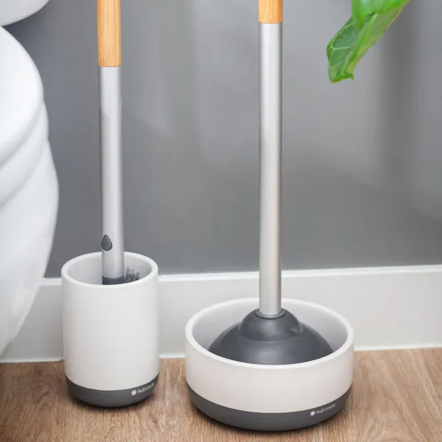 full-circle-toilet-care-cleaning-set-quick-drying-plunger-brush-with-bonus-head image 1