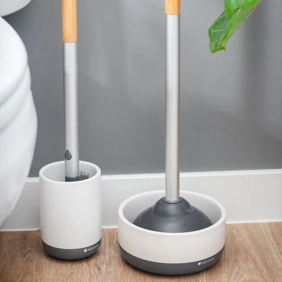 full-circle-toilet-care-cleaning-set-quick-drying-plunger-brush-with-bonus-head image 1