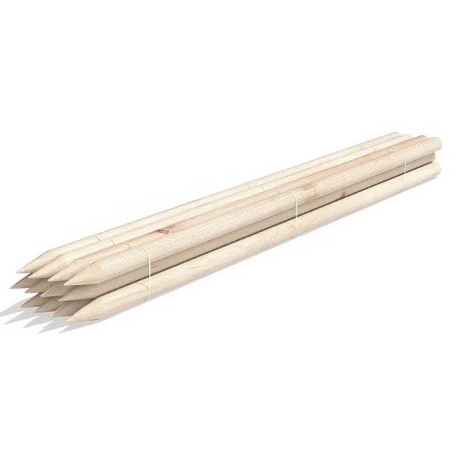 greenes-fence-6-ft-wooden-tree-stakes-untreated-round-lodge-pole-stakes-for-tree image 1