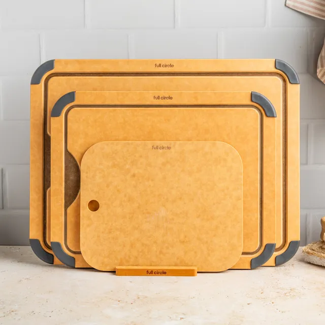 full-circle-better-than-wood-4-piece-cutting-board-set-with-stand-antibacterial- image 1