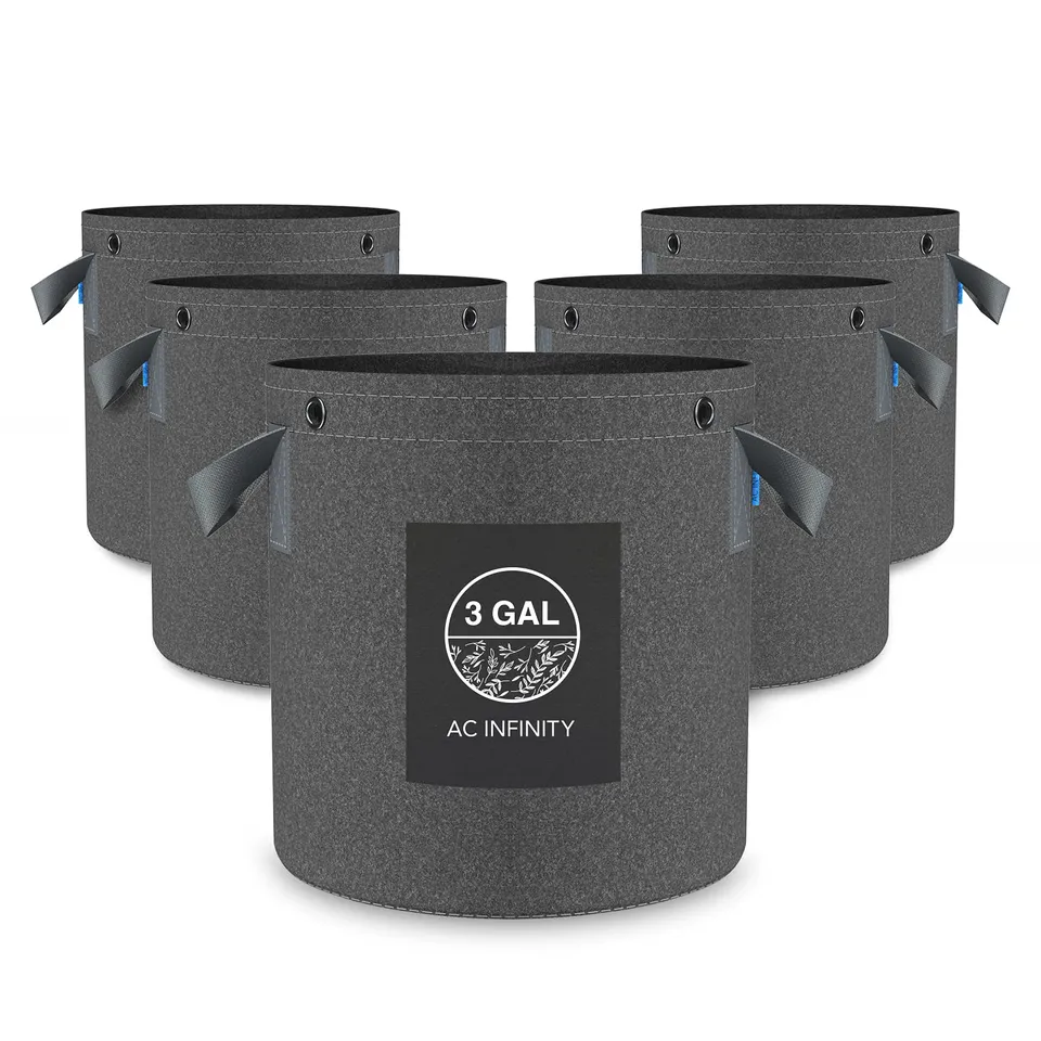 ac-infinity-heavy-duty-fabric-pots-3-gallon-5-pack-with-500g-thick-nonwoven-fabr image 1
