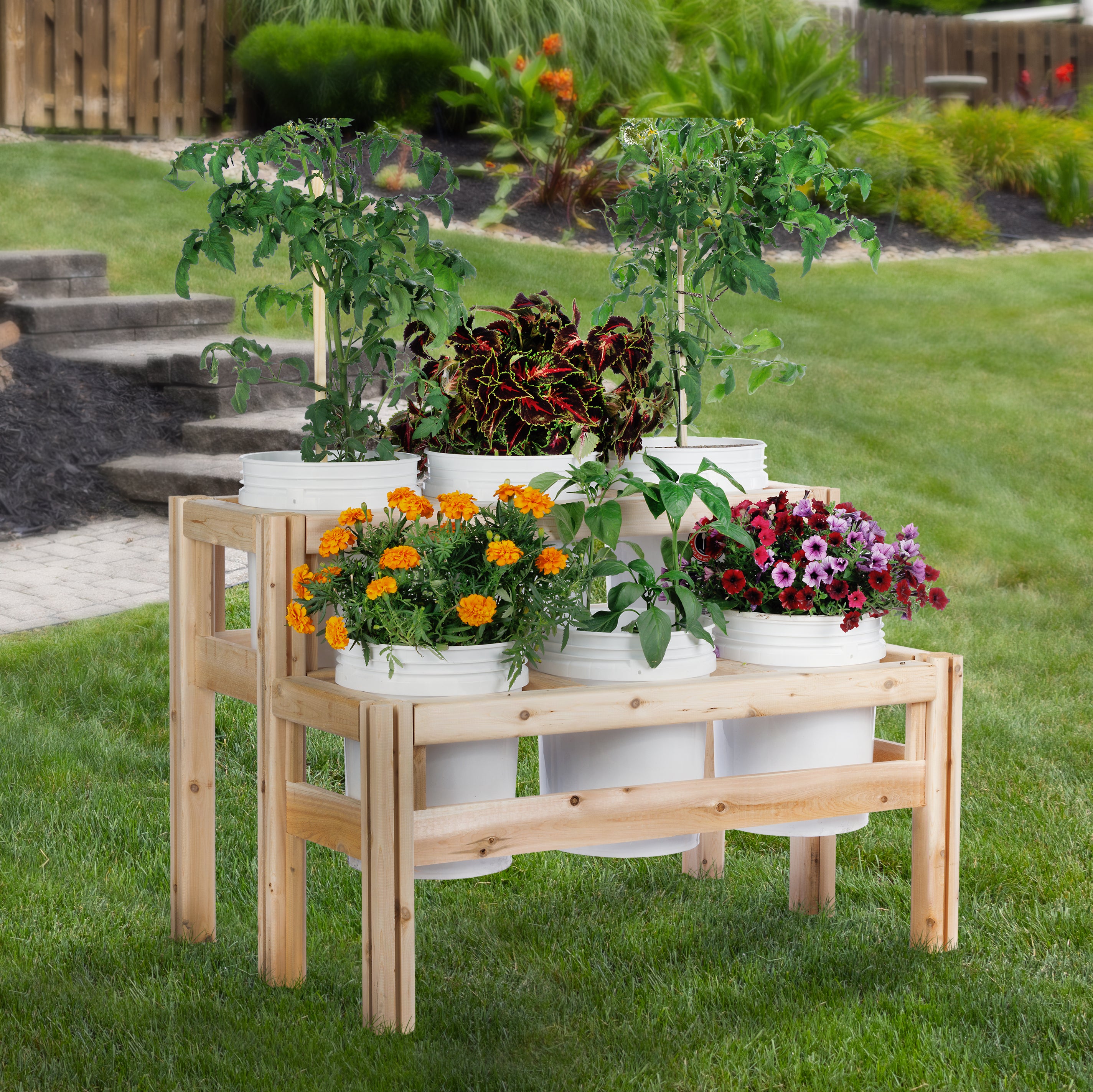greenes-fence-two-tier-six-bucket-elevated-cedar-wood-garden-frame-43-in-x-30-in image 2