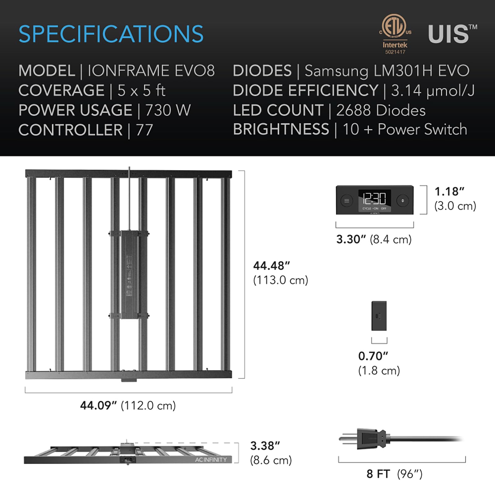 ac-infinity-ionframe-evo8-samsung-lm301h-evo-bar-led-grow-light-5x5-730w-full-sp image 7