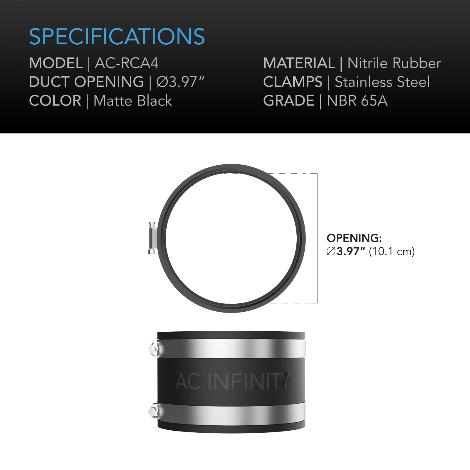 ac-infinity-noise-reduction-clamp-4-inch-duct-coupler-with-stainless-steel-clamp image 5