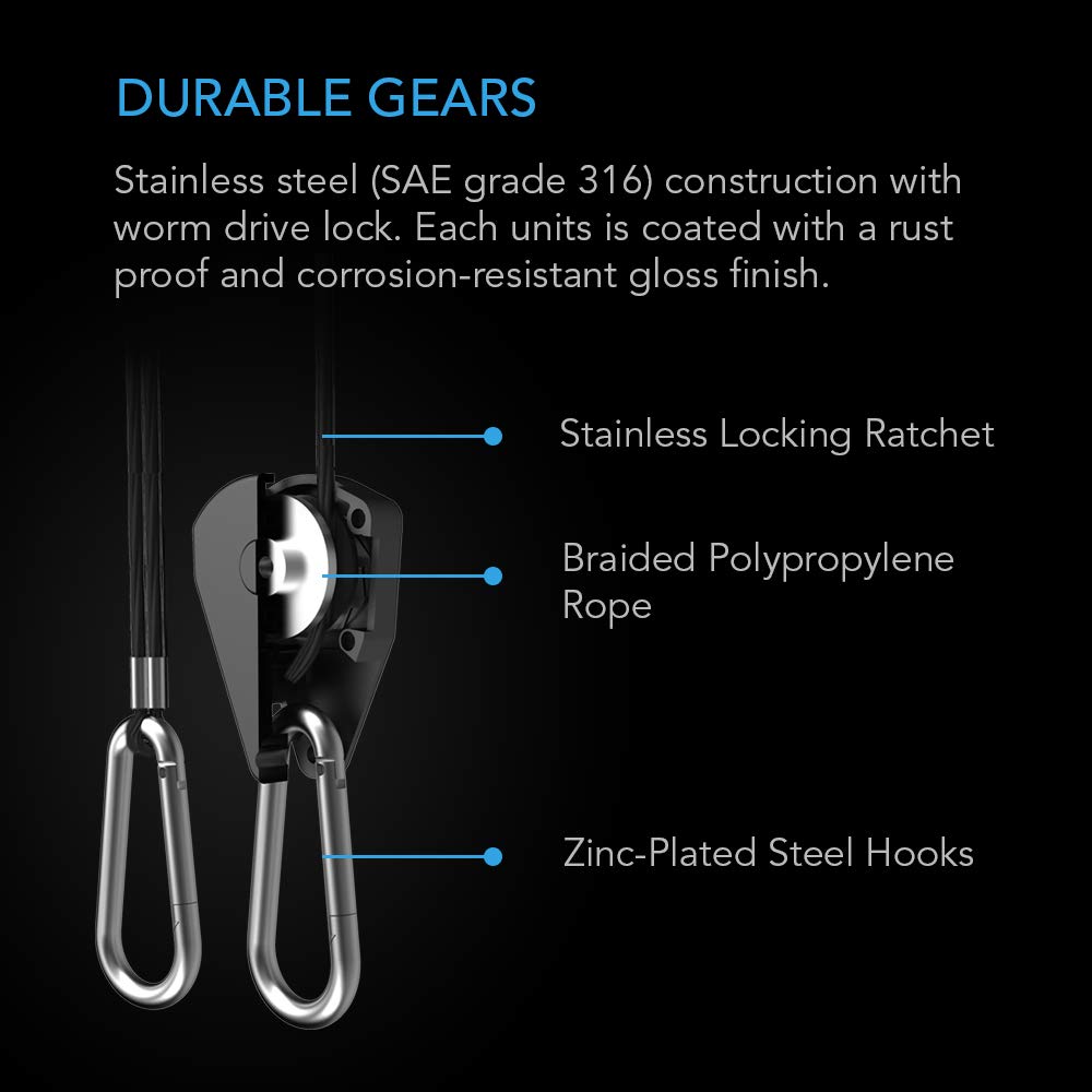 ac-infinity-adjustable-1-8-rope-hanger-2-pairs-heavy-duty-stainless-steel-ratche image 3