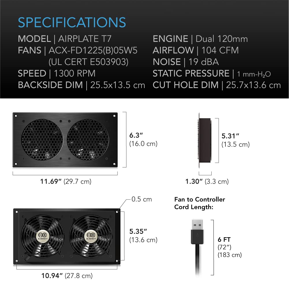ac-infinity-airplate-t7-quiet-cooling-fan-system-12-with-thermostat-control-for- image 6
