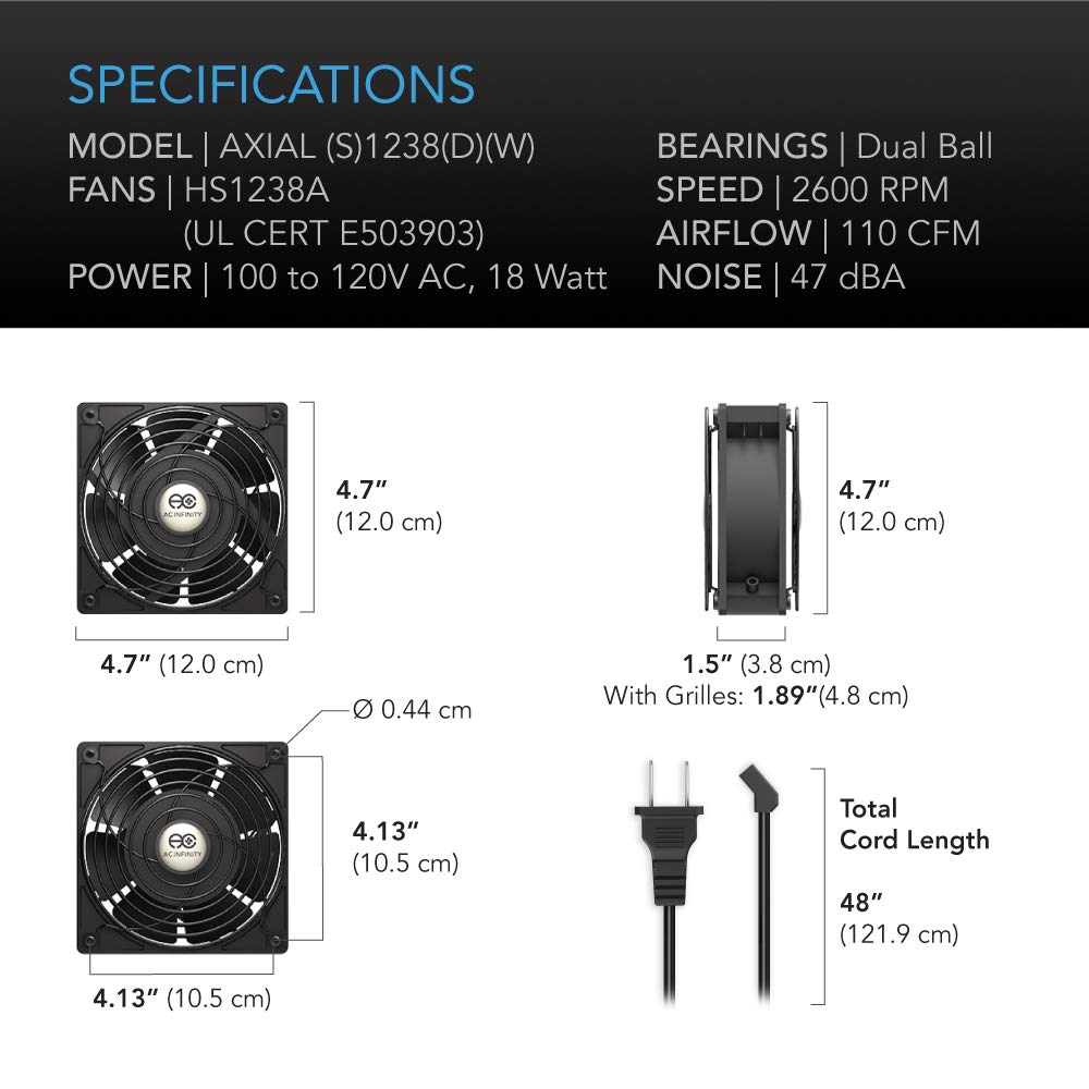 ac-infinity-axial-1238-muffin-fan-120mm-x-38mm-115v-120v-ac-high-speed image 6