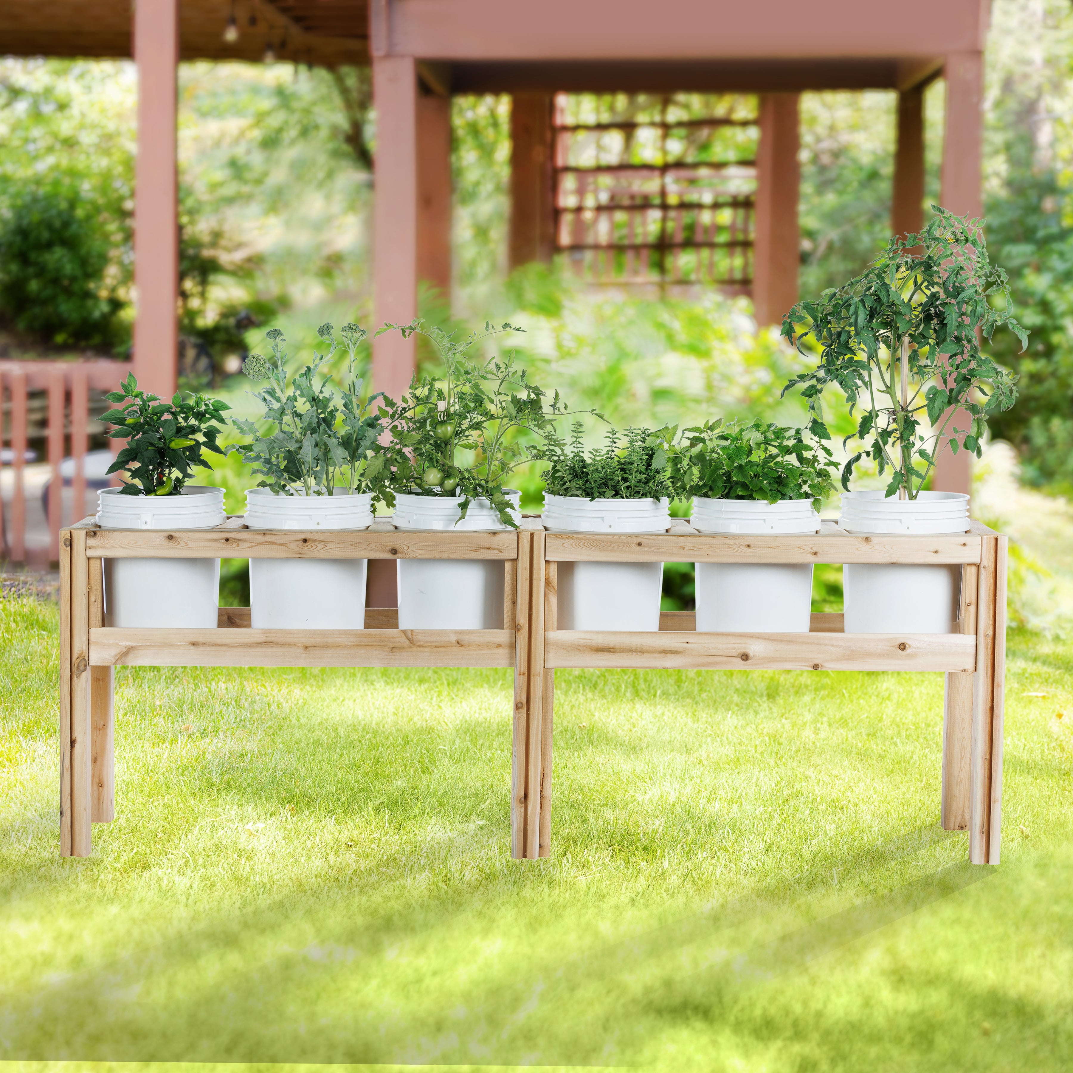 greenes-fence-six-bucket-elevated-cedar-wood-garden-frame-84-in-x-16-in-x-20-or- image 8