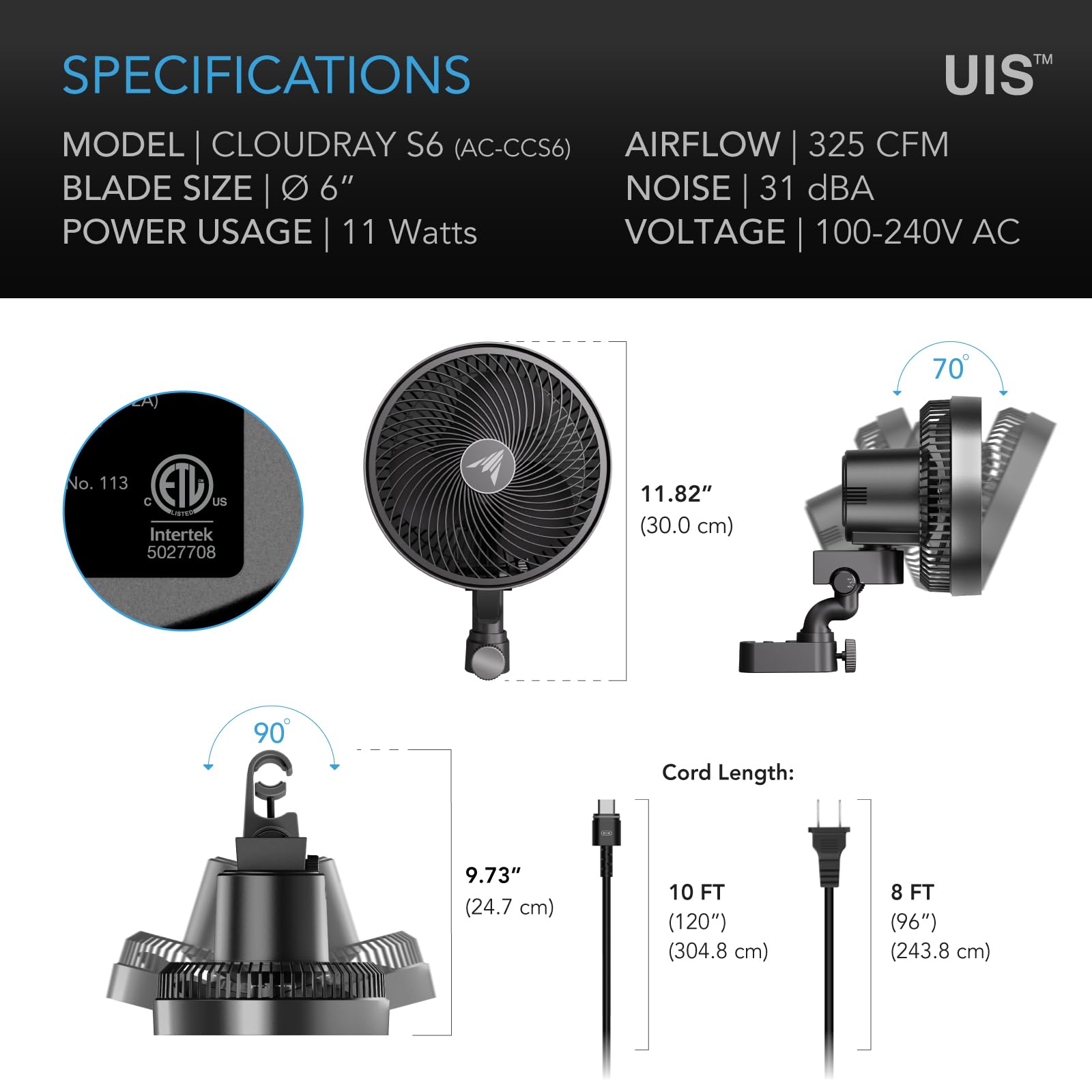 ac-infinity-cloudray-s6-grow-tent-clip-fan-6-with-ec-motor-10-wind-speeds-10-osc image 7