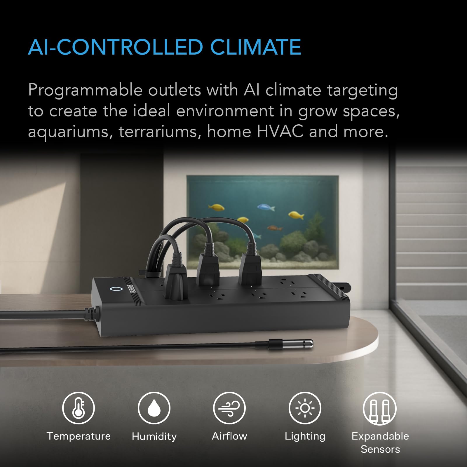 ac-infinity-outlet-ai-smart-wifi-power-strip-with-dual-zone-temperature-humidity image 2