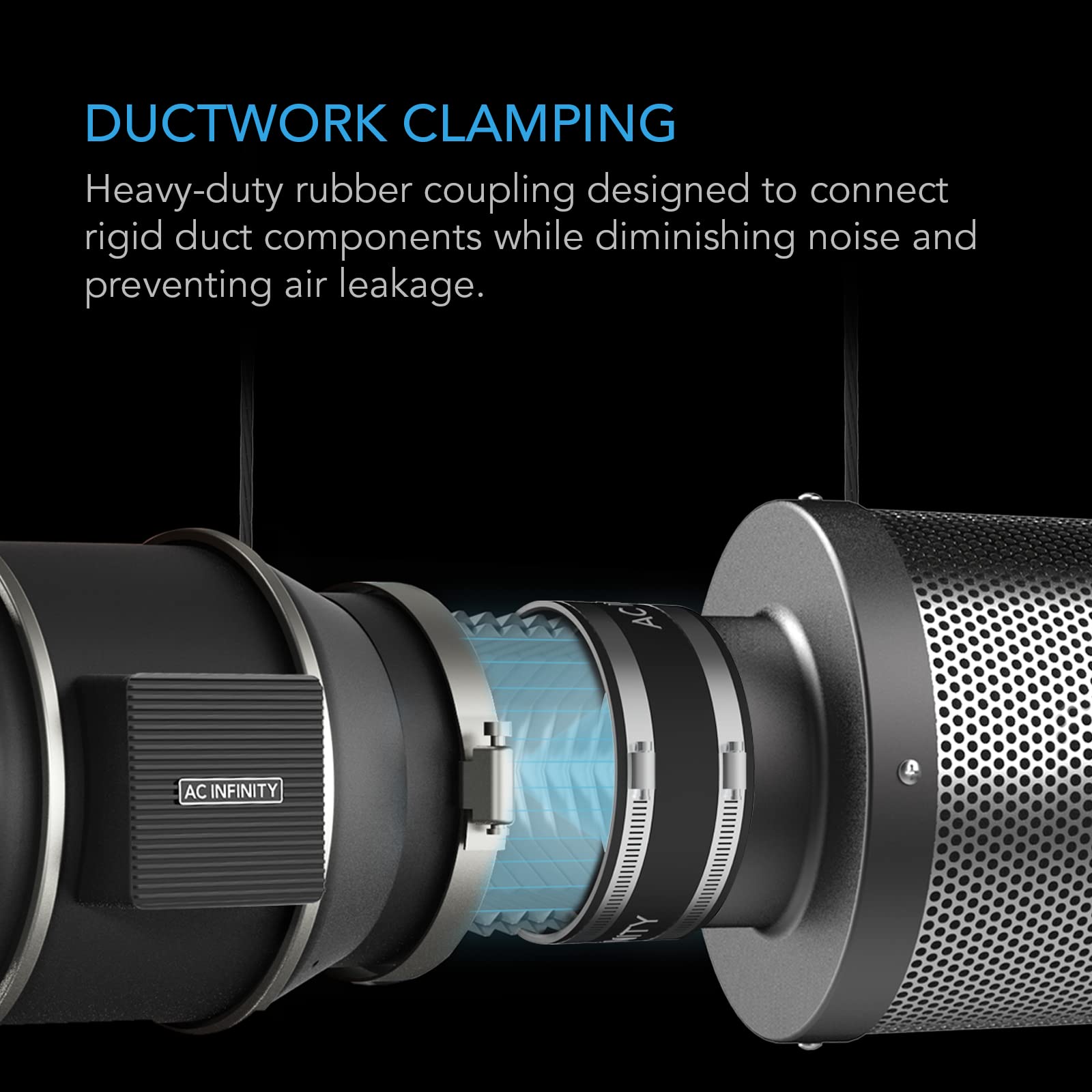 ac-infinity-noise-reduction-clamp-4-inch-duct-coupler-with-stainless-steel-clamp image 2