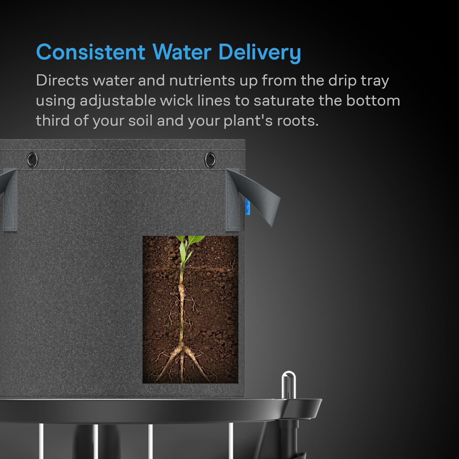 ac-infinity-self-watering-fabric-pot-base-4-pack-auto-irrigation-with-reservoir- image 4