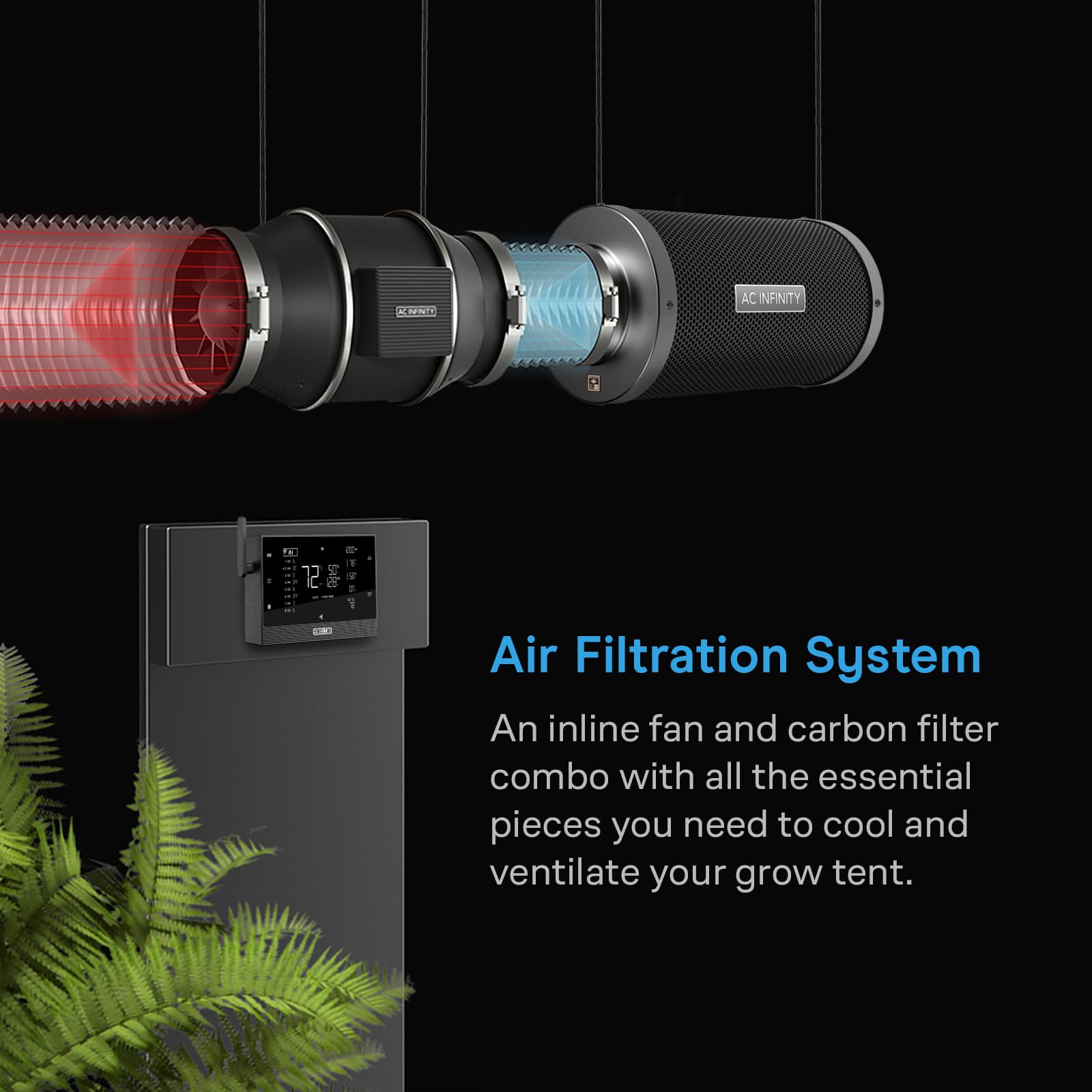 ac-infinity-air-filtration-pro-kit-4-ai-controller-wifi-app-inline-fan-carbon-fi image 2