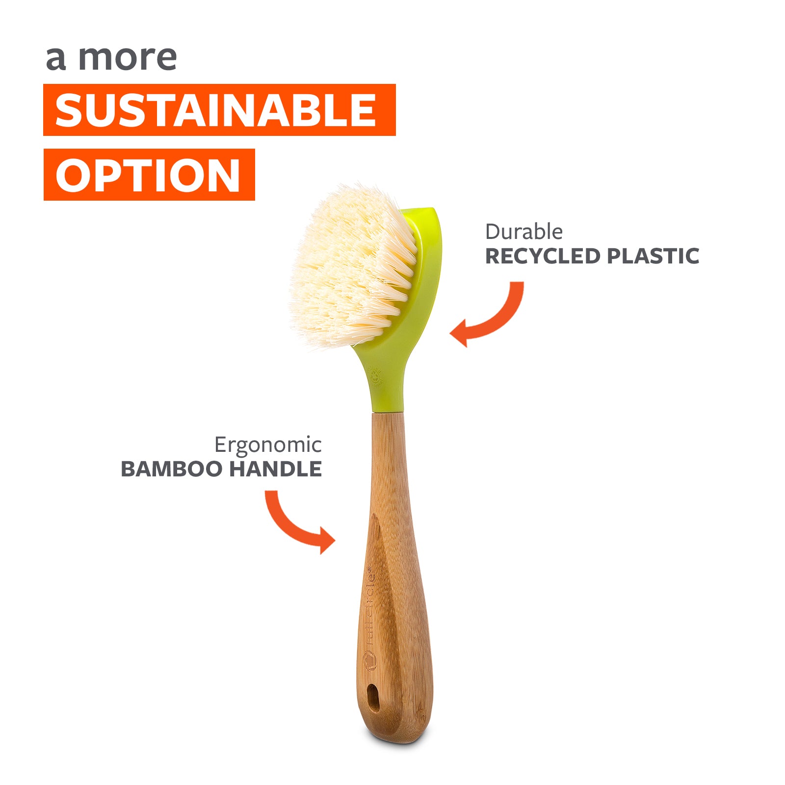 full-circle-the-daily-dish-brush-green-sustainable-bamboo-recycled-plastic image 2