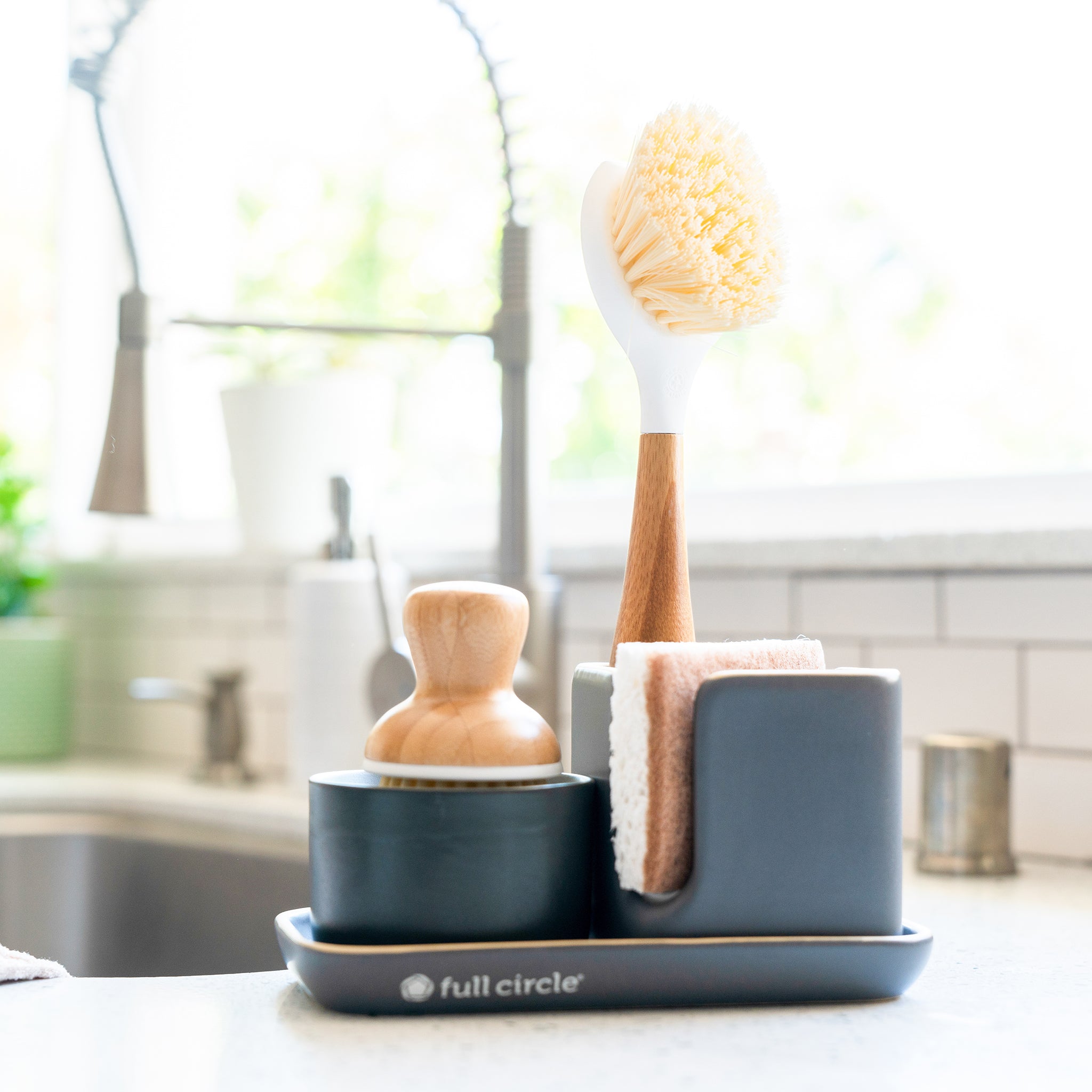 full-circle-sinkside-wash-dry-set-space-saving-dish-drying-rack-and-sink-caddy image 2