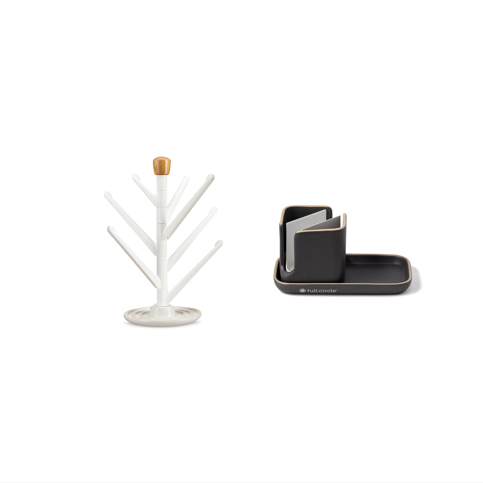 full-circle-sinkside-wash-dry-set-space-saving-dish-drying-rack-and-sink-caddy image 1