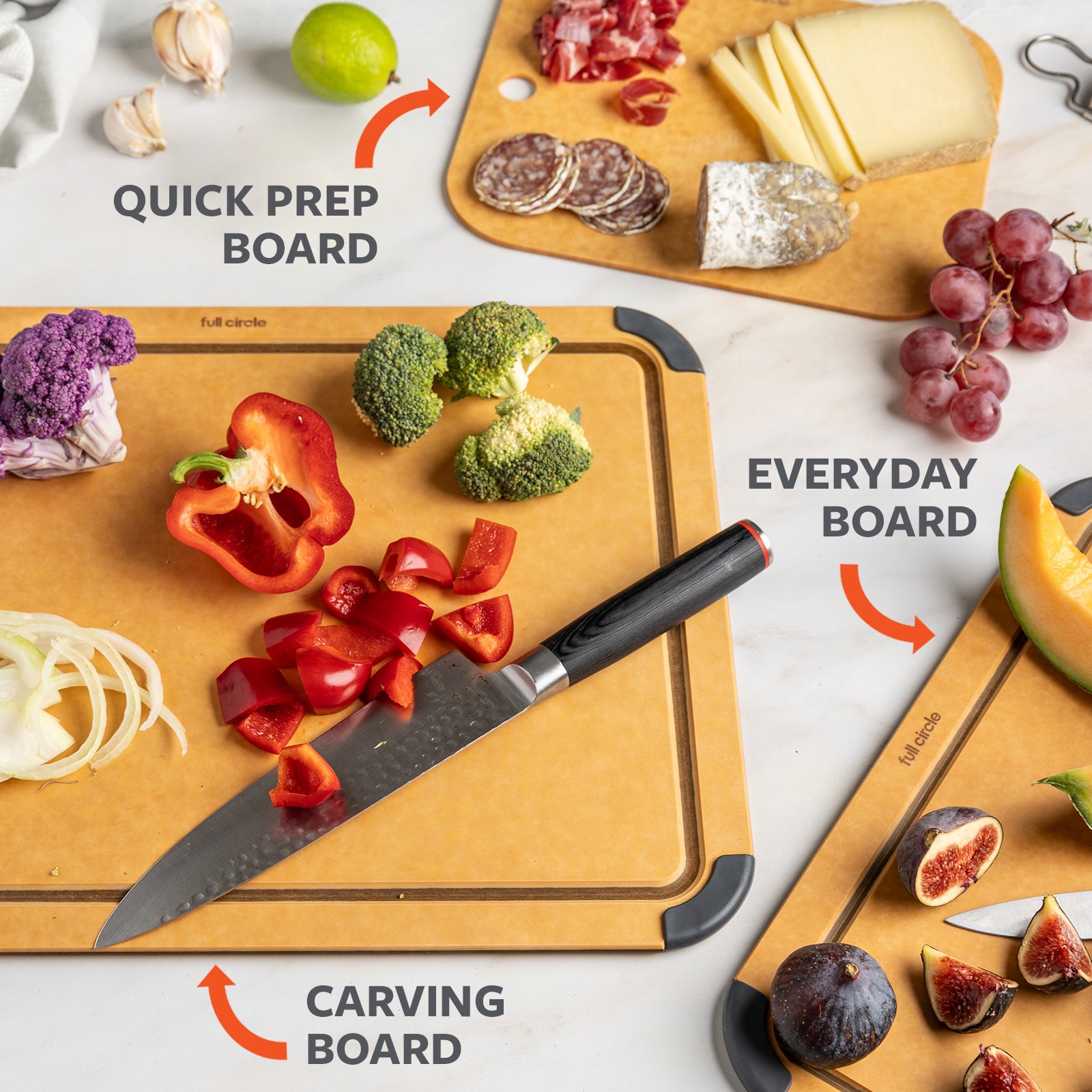 full-circle-better-than-wood-4-piece-cutting-board-set-with-stand-antibacterial- image 7
