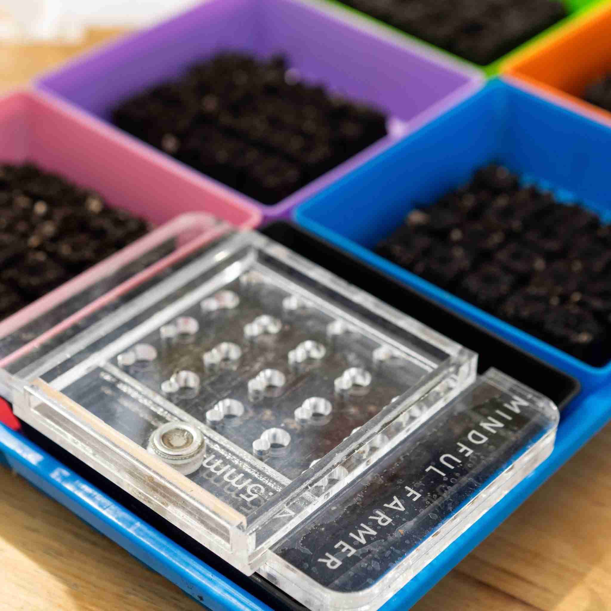 soil-block-drop-seeder-mini-20-complete-set-by-mindful-farmer-acrylic-precision image 7