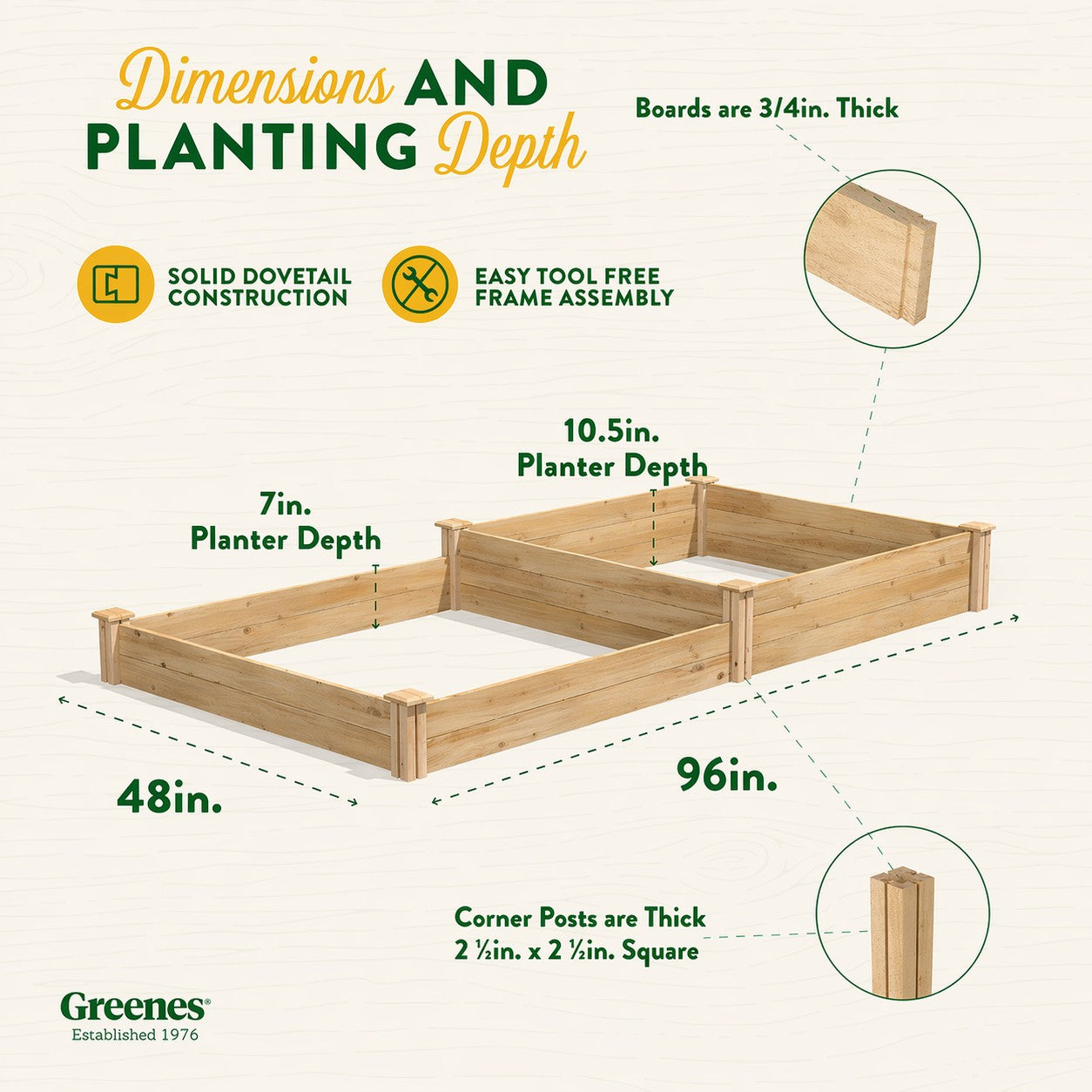 greenes-fence-premium-cedar-raised-garden-bed-2-tier-4-ft-x-8-ft-3-4-in-thick-rc image 7