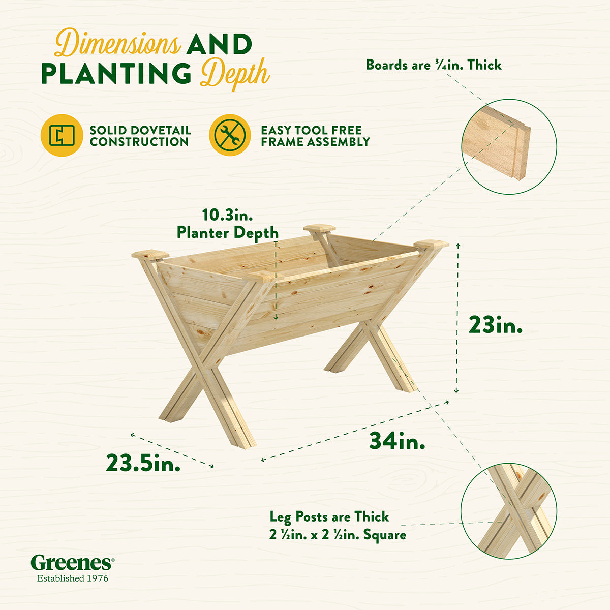 greenes-fence-natural-wood-trough-elevated-garden-raised-bed-with-legs-34-x-23-5 image 6